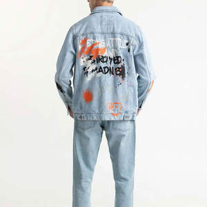 Chaqueta vaquera para hombre con logotipo personalizado impreso nuevo aspecto elegante, chaqueta vaquera de lavado medio de calidad superior para hombre - Product Image 2