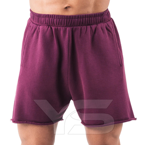 Tela de lana transpirable corta informal de algodón 100% para hombre, cintura media, estilo caliente, cierre elástico teñido liso, calle alta no tejida - Product Image 3