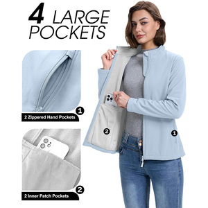 Veste coupe-vent Softshell respirante légère pour femme Logo personnalisé imperméable pour une utilisation en extérieur pour la moto randonnée - Product Image 2