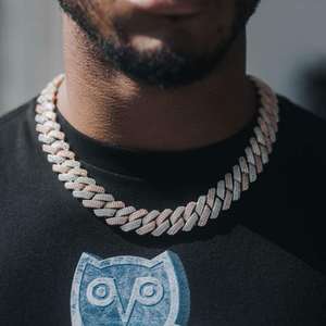 Nouveauté Chaîne cubaine Miami en argent 925 plaqué or avec diamants en moissanite VVS pour hommes Bijoux hip-hop au meilleur prix - Product Image 3