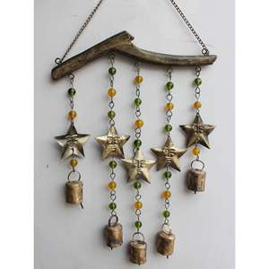 Star Wind Chime Set Indian Rustic Metal <b>Crafts</b> for Home Decor for Living Wall Vase for Restaurants Mobile Decoration Pack 5 Pcs - Product Image 1