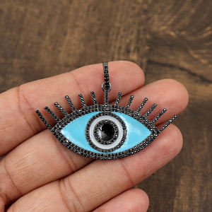 Collier avec pendentif œil maléfique |   Charme pour les yeux en émail bleu avec diamant CZ |   Bijoux de protection pour femmes et hommes - Product Image 1