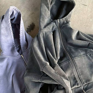 เสื้อฮู้ดดี้ผ้าฝ้ายเฟรนช์เทอร์รี่แบบ OEM ล้างสีสไตล์วินเทจ ทรงโอเวอร์ไซส์ สำหรับทุกเพศ - Product Image 2