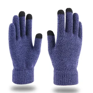 Top qualité hommes femmes manchette élastique hiver thermique doux tricot doublure écran tactile SMS gants chauds personnaliser Logo en gros - Product Image 5