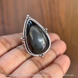 Trendy Wholesale Black Tourmaline large gemstone <b>Ring</b> Sterling Silver Gemstone Silver <b>Ring</b>, Healing <b>Crystal</b> - Product Image 4