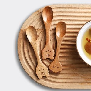 Cuillères en bois mignonnes belle meilleure qualité moins cher ensemble de cuillères en bois d'acacia naturel pour les enfants - Product Image 6