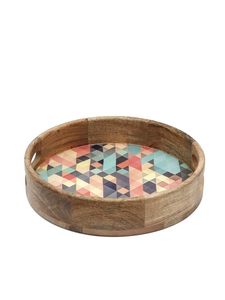 Plateau de service décoratif en bois imprimé avec accent doré Plateau en bois imprimé à la main de qualité supérieure pour les maisons de luxe à moindre coût - Product Image 2