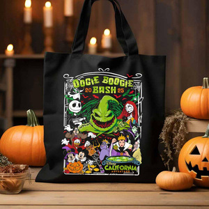 Bolsa de Regalo de Navidad 2025 con Diseño de Dibujos Animados, Bolsa de Mano de Moda con Diseño de Jack y Sally, Bolsa de Lona Impermeable de Gran Capacidad Personalizable - Product Image 3
