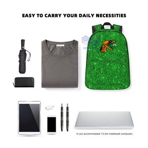 FAMU Florida A & M University Glitter Letter Pattern Cremallera Mochila para computadora portátil con material Oxford Transpirable y gran capacidad - Product Image 4