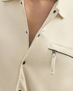 Camisa Casual para Hombre, 100% Algodón, Corte Holgado, Cuello Abierto, Diseño Transpirable de Punto, Tinte Liso, con Servicio OEM Disponible - Product Image 5