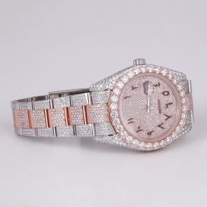 Reloj de Cuarzo de Lujo para Hombre, Estilo Hip Hop, con Diamantes Moissanite VVS, Cierre Plegable, No Resistente al Agua, Fecha Automática - Product Image 5