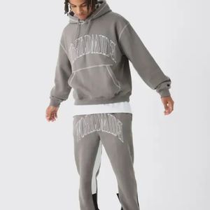 Ensemble de survêtement à capuche pour homme, grande taille, tenue décontractée pour les activités quotidiennes, respirant, 100% coton, confortable, léger - Product Image 1