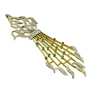 Broches Finos de Lujo para Mujer, Chapado en Oro, Broche de Diamantes y Esmeralda, Joyería Elegante - Product Image 1
