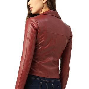 Les fabricants de vestes en cuir proposent un blazer en similicuir bordeaux avec col cranté et fermeture boutonnée pour hommes ou femmes. - Product Image 6