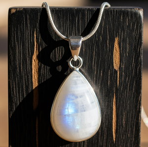 Venta caliente 925 Plata de Ley estilo bohemio colgante piedra lunar azul Natural piedras de cristal curativas 18K oro encantos de moda - Product Image 6