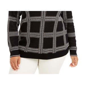 Maglione Casual da Donna Charter Club Taglie Forti, Fantasia Scozzese Metallizzata, Colore Nero, Taglia OX, Collezione Autunnale - Product Image 3