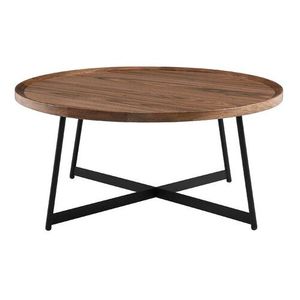 Table basse centrale en bois massif pour le salon avec cadre en métal - Product Image 3
