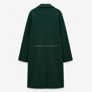 เสื้อโค้ทขนสัตว์สีเขียวเข้มสำหรับผู้หญิงแบบสั่งทำพิเศษ ผู้ผลิต OEM และรับผลิตแบรนด์ส่วนตัว - Product Image 2