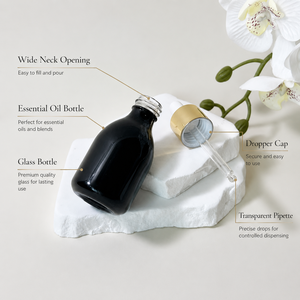 Offre Spéciale – Flacons compte-gouttes personnalisés en verre noir mat de 30 ml avec bouchons transparents pour huiles essentielles, idéaux pour les soins de la peau et des cheveux - Product Image 4