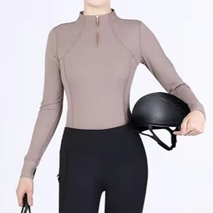 Chemise d'équitation pour femmes, manches longues, chemises d'équitation avec fermeture éclair 14, chemise de sport équestre - Product Image 2