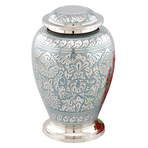 Urnas de cremación de recuerdo de latón de alta calidad con diseño de hoja de grabado Urnas funerarias de metal con acabado de mármol negro marrón - Product Image 3