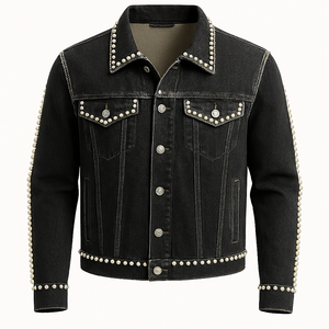 Chaqueta Vaquera Vintage Estilo Y2K Personalizada OEM, Corte Holgado Informal, Decoración con Botones, Parches y Rayas, Ropa Urbana para Hombre y Mujer - Product Image 3