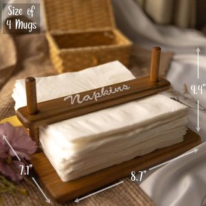 Farmhouse <b>Napkin</b> <b>Holder</b> for Table - Kitchen <b>Napkins</b> <b>Holders</b> Dispenser Wood Cocktail Square Flat Paper Tray Rustic Modern Home - Product Image 4