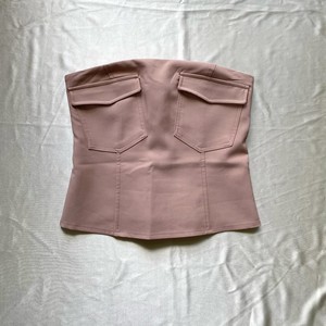 Overbust Thin-Thick Steampunk <b>Corset</b> Breathable Denim Boned <b>Waist</b> <b>Trainer</b> with Front Pockets and Back Side Zip - Product Image 1