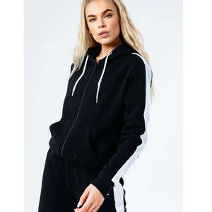 Chándal de mujer de lana de algodón 100% con logotipo personalizado de calidad superior, chándal de dos piezas liso con cremallera para mujer - Product Image 6