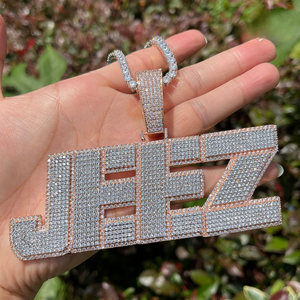 Colgante de Moissanita con Letras Personalizadas, Diseño de Nombre con Piedras, Color D VVS, Plata 925 Chapada en Oro, Joyería Hip Hop, OEM ODM al por Mayor - Product Image 2