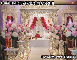 Boda al aire libre Golden Bollywood Mandap Maharani Mandap para ceremonia de boda al aire libre playa boda india Maharani Mandap - Product Image 3