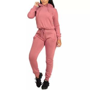 Survêtement en coton 2 pièces avec logo personnalisé pour femmes, pantalon de survêtement à capuche, survêtement surdimensionné, vêtements de sport unis, grande taille, hiver - Product Image 1