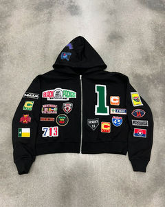 Sudadera con Capucha Personalizada para Hombre, Bordado con Patrón 3D, 100% Algodón, Estilo Holgado, Hombros Caídos, Parches, Estilo Otoñal, Talla Grande - Product Image 1