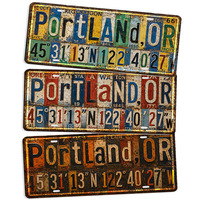 Letrero Metálico Retro de Portland, Placa de Matrícula Vintage, Letrero de Metal Rústico y Divertido, Decoración de Pared de Garaje Estilo Antiguo