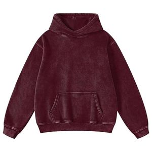 Winter Pullover Loose Fit Acid Washed Hoodies Women Custom Logo Oversized 100% Cotton Streetwear Hoodie - Product Image 2