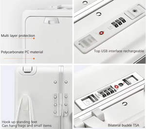 फ्रंट डिब्बे लैपटॉप के साथ विस्तृत हैंडल सामान ट्रॉली सूटकेस के साथ लैपटॉप कंप्यूटर एल्यूमीनियम तैयार पीसी हार्डशेल व्यवसाय सामान - Product Image 4