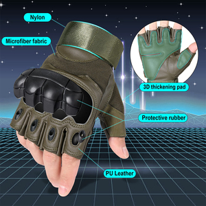 Guantes Tácticos Negros de Medio Dedo con Protección de Nudillos de PU, Transpirables, Unisex, para Ciclismo, Escalada y Caza al Aire Libre - Product Image 5