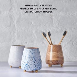 Porte-brosse à dents pour salle de bain, support moderne en bois pour brosses à dents et dentifrice, bois d'acacia, 4x3 pouces, naturel - Product Image 6