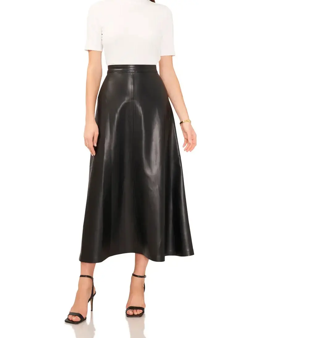 Hot Selling New Design Women's Faux Leather Skirts Sexy Fashion Stylish Summer Ladies PU Coated Leather Bottom Skirt 2024