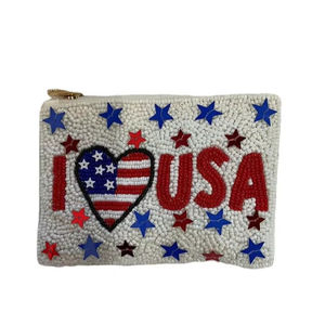 กระเป๋าใส่เหรียญปักลายน่ารักน่ารักมีลายธงชาติสหรัฐอเมริกาพร้อมลูกปัดงานฝีมือทันสมัยดีไซน์คุณภาพระดับพรีเมียมสำหรับเด็กผู้หญิง - Product Image 1