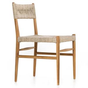 Silla de Comedor Moderna para Apartamento, Estructura de Madera de Teca Maciza con Asiento y Respaldo de Ratán Sintético Tejido para Uso en Interiores y Exteriores - Product Image 3