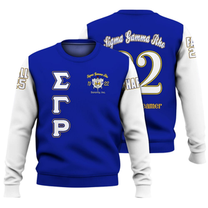 Sweat-shirt à col rond Sigma Gamma Rho Greek Crewneck 1922 Bleu Or Vêtements de sororité Polaire de qualité supérieure Pull d'hiver Style de mode féminine - Product Image 3