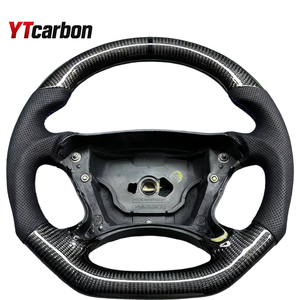 Volant en cuir rouge personnalisé YTcarbon pour E <span class=keywords><strong>SL</strong></span> CLS <span class=keywords><strong>350</strong></span> E550 SL55 SL63 E63 W211 R230 W211 C209 C219 W463 E230 AMG - Product Image 2