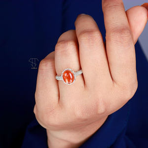 925 argent Sterling massif pierre de soleil naturelle semi-précieuse pierre précieuse ovale coupe bague en grappe pour les femmes à la main produit Premium - Product Image 6