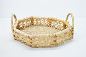 Plateau octogonal en rotin de qualité supérieure Vietnam stockage naturel tissé à la main plateau de service de fruits en osier pour pièce maîtresse de mariage plateau de vente chaude - Product Image 3