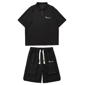 Conjunto de Camiseta y Pantalones Cortos Deportivos Casuales de Verano para Hombre, Color Sólido, Manga Corta, Traje de 2 Piezas, Hecho en Pakistán, Diseño Transpirable - Product Image 1