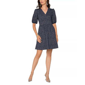 Abito Leota Mabel casual in maglia jacquard con maniche a sbuffo, nero, taglia S, ODM, modello aderente a trapezio con vita naturale, lunghezza maxi autunnale - Product Image 4