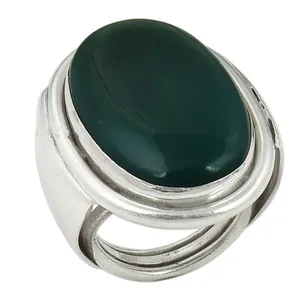 Anillo de Plata de Ley 925 con Ónice Verde para Mujer, Piedra Natural Turquesa, Chapado en Rodio, Talla 10 mm, Joyería Fina y Moderna, Regalo, IGI - Product Image 3
