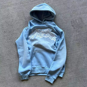 Fabricants de vêtements douaniers Sweats à capuche lavés à l'acide Streetwear surdimensionné Baggy Coton Soie Impression Sweats à capuche lavés à l'acide - Product Image 1