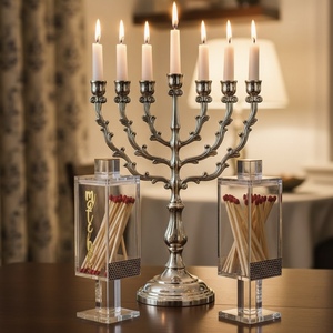 2025 Modern Customized for Freestanding Acrylic Jewish Magnetic <b>Clear</b> Lucite Hanukkah Match Holder with Easy Assembly - Product Image 4